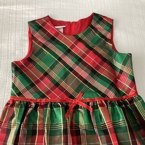 Bonnie Jean Girls Holiday Party Green/Gold/Plaid Dress Size 12